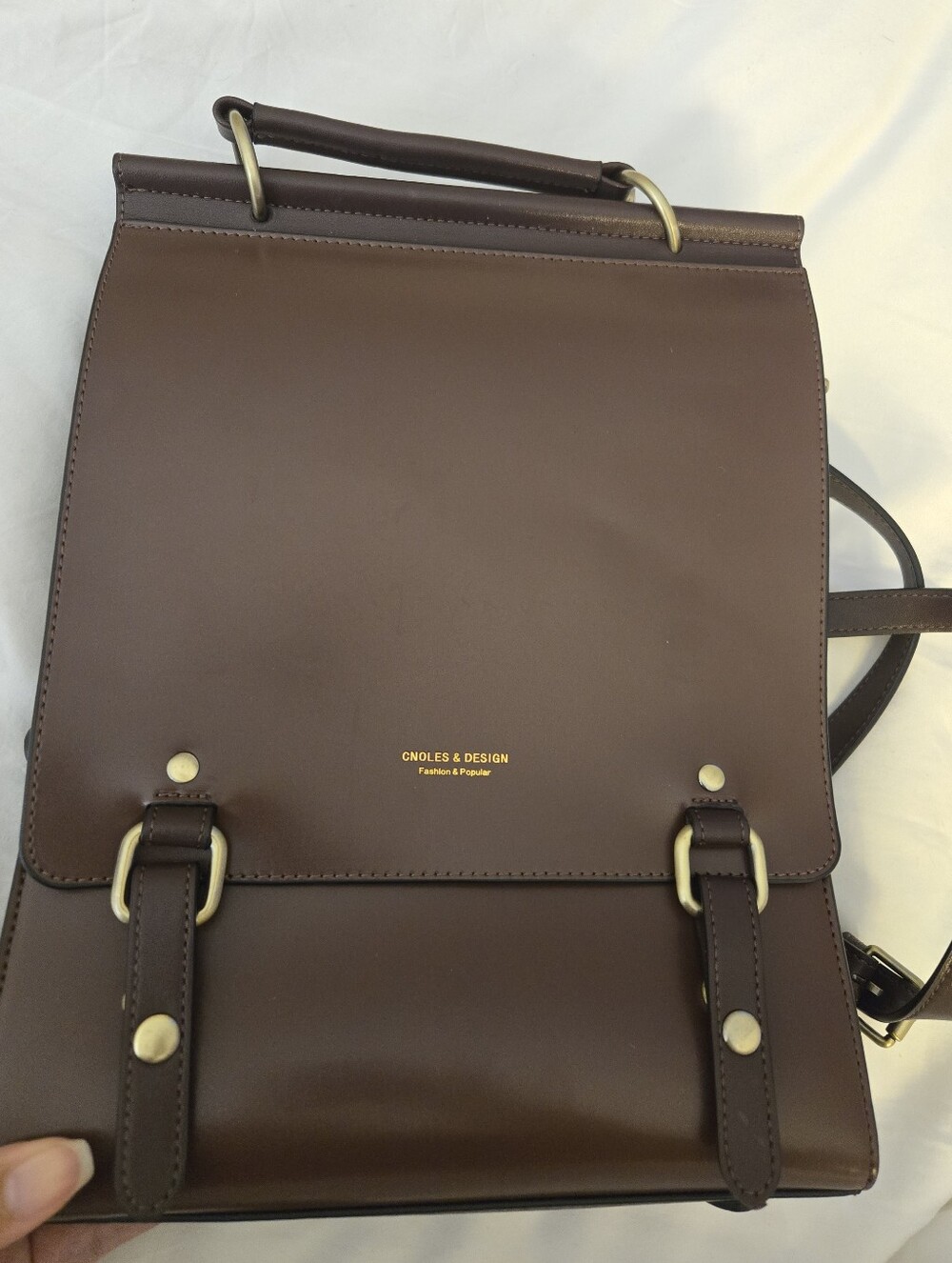 Brown Leather Crossbody Backpack